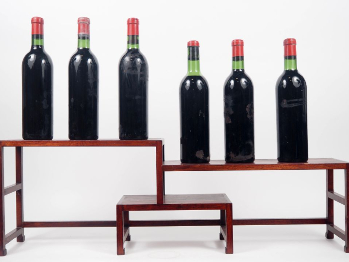 6 BOUTEILLES CHÂTEAU L'ÉVANGILE POMEROL - 1957 - 3 BONS NIVEAUX/1 BG/1