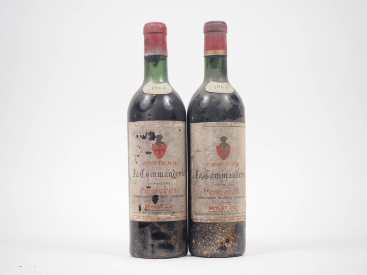 2 BOUTEILLES CHÂTEAU LA COMMANDERIE POMEROL - 1964 - 2 HEP/ES
