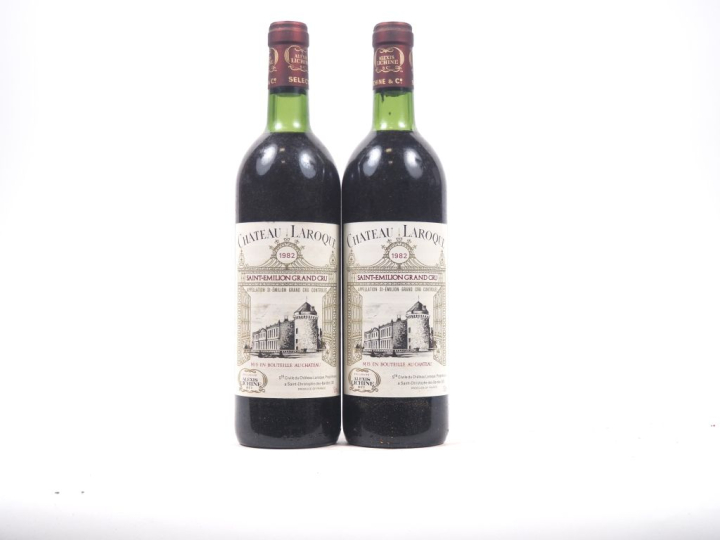 2 BOUTEILLES CHÂTEAU LAROQUE GC ST ÉMILION - 1982 - 1 BG/1 LB 