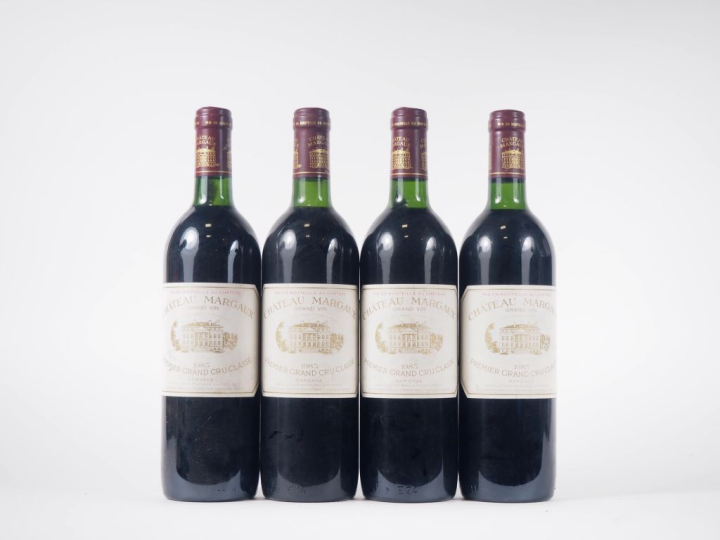 4 BOUTEILLES CHÂTEAU MARGAUX 1er GCC MARGAUX - 1985 - 2 BG/2 BG-LB 