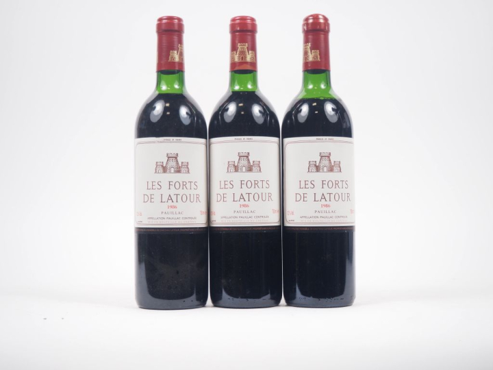 3 BOUTEILLES LES FORTS DE LATOUR PAUILLAC - 1986 - 1 BG/1 LB/1 HEP