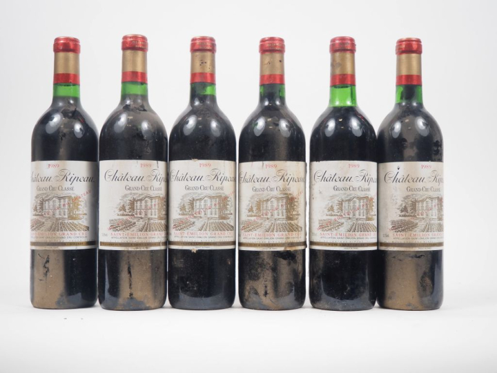 6 BOUTEILLES CHÂTEAU RIPEAU GCC ST ÉMILION - 1989 - 1 BON NIVEAU/1 BG/