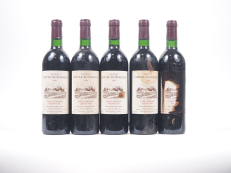 Vente aux enchères 5 BOUTEILLES CHÂTEAU TERTRE ROTEBOEUF GC ST ÉMILION - 1990 - 1 BON NIV