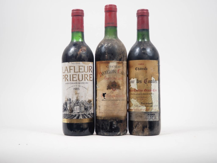 3 BOUTEILLES GC ST ÉMILION ETS/BS : 1 LAFLEUR PRIEUR - 1985 / 1 CHÂTEA