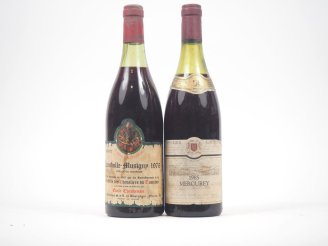 Vente aux enchères 2 BOUTEILLES : 1 CHAMBOLLE MUSIGNY - 1976 / 1 MERCUREY H. LAVIGNE - 19