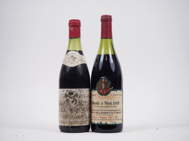 2 BOUTEILLES MOULIN A VENT : 1 LAURENT RICHARD - 1988 /1 RÉSERVE M. LE