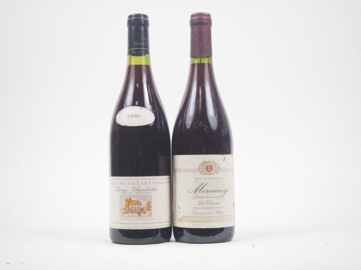 2 BOUTEILLES : 1 GEVREY CHAMBERTIN CHATEAU DE VILLARS FONTAINE - 1990/