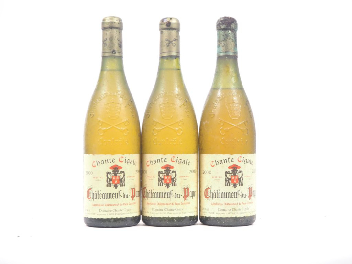 3 BOUTEILLES CHÂTEAUNEUF DU PAPE BLANC "CHANTE CIGALE" DOMAINE CHANTE 