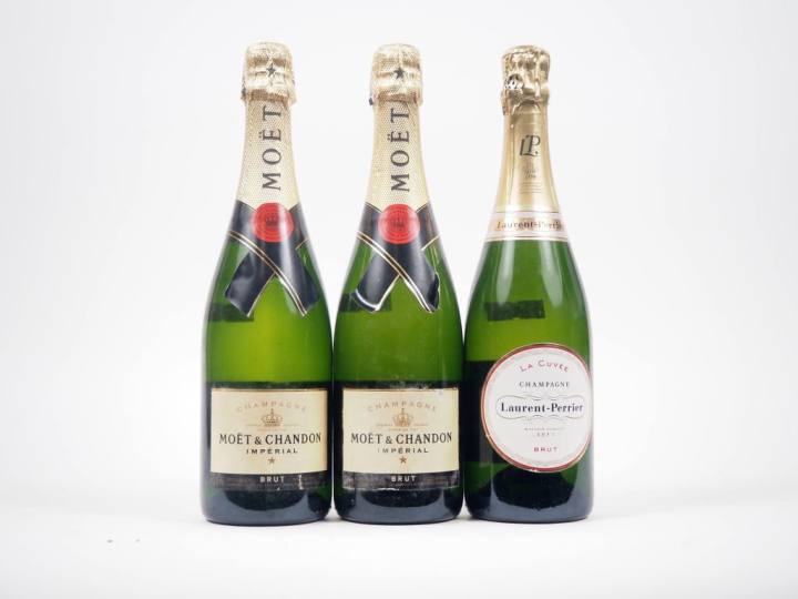 3 BOUTEILLES CHAMPAGNE : 2 MOET   CHANDON IMPÉRIAL - ETLS/1 LAURENT PE