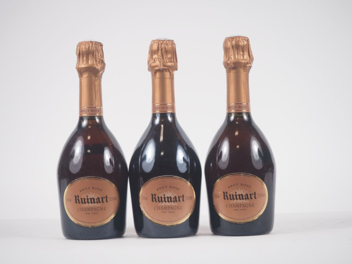 3 BOUTEILLES (37,5 cl) CHAMPAGNE ROSÉ RUINART - COFFRET 