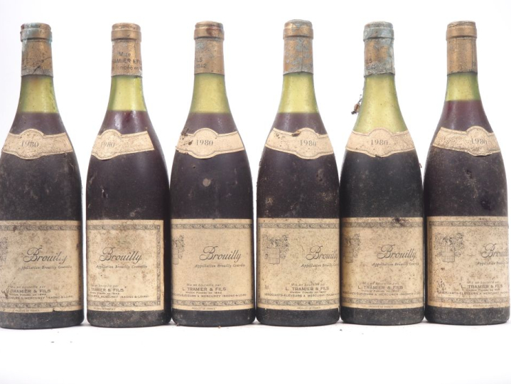 6 BOUTEILLES BROUILLY L. TRAMIER - 1980 - 3,2 A 7,4/ES/BS