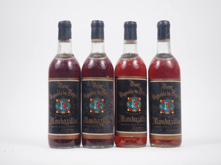 4 BOUTEILLES MONBAZILLAC VIEUX VIGNOBLE DU REPAIRE : 2 de 1964 - 2 de 