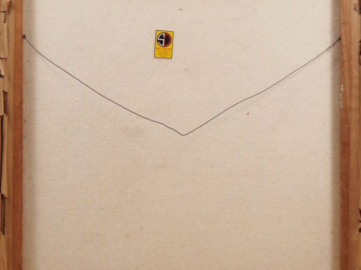 Ecole malgache XXème. "le combat de coqs" Huile sur toile, signée en b