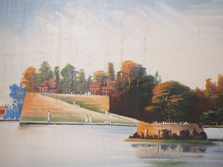 J. RAKE.  "vue panoramique de Tananarive" Grande huile sur toile, sign