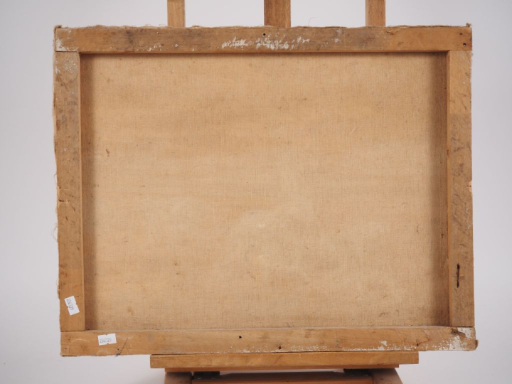 Jean RAMBININTSOA.  "dans la rizière" Huile sur toile, signée en bas à