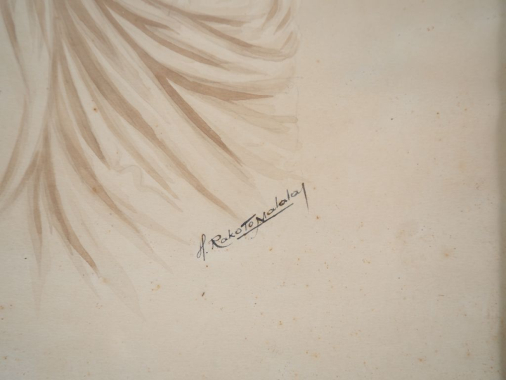 RAKOTO. "Portraits de malgaches" Paire d'aquarelles, une signée en bas