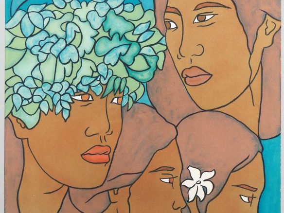 François RAVELLO. (peintre de Tahiti) "Vahiné" Lithographie contresign