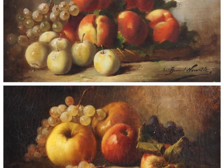 BRUNEL de NEUVILLE. "natures mortes"  Paire d'huiles sur toiles, signé