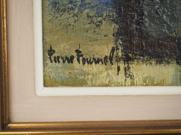 Pierre FOURNEL. "port d'Espagne" Huile sur panneau, signée en bas à ga