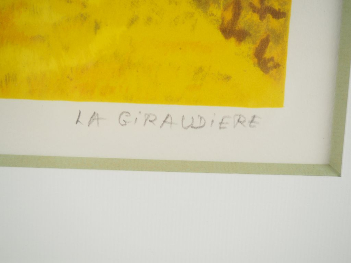 Mady de la Giraudière.  "scène de fenaison" Lithographie,signée et  nu