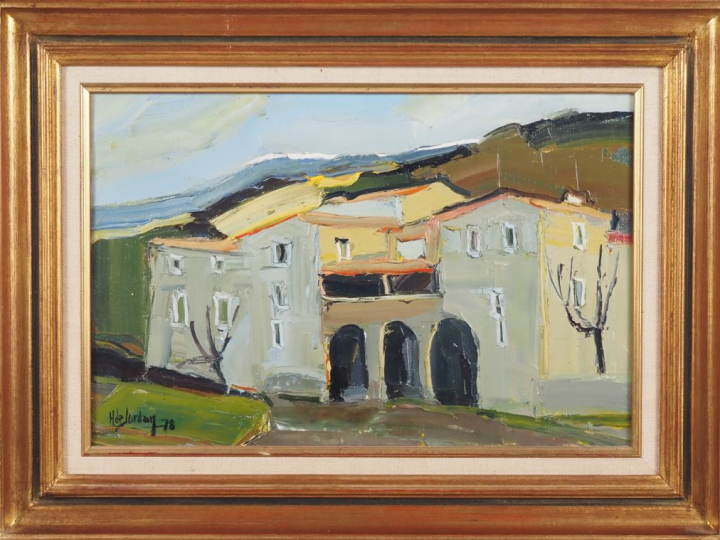 H. DE JORDAN. "mas en Cerdagne" Huile sur toile, signée en bas à gauch