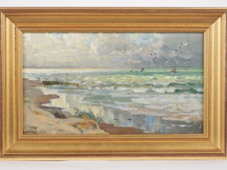 Vente aux enchères Alexandre NOZAL.  "Berk plage" Huile sur panneau, signée en bas à gauc