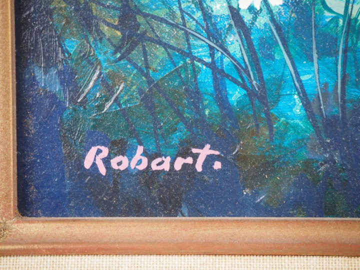Patrick ROBART.  "la pelouse" Huile sur toile, signée en bas à gauche 