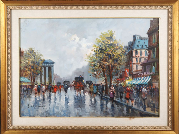 G. de SIMONE.  "Paris, la place de la Madeleine" Huile sur toile, sign