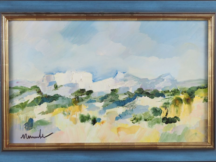 Ecole française XXème. "paysage des alpilles" Huile sur toile, signée 