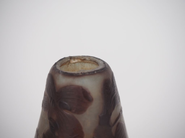 GALLE. Vase en verre gravé à décor en camée et dégagé à l'acide. Signé