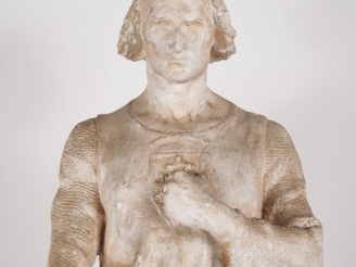 Vente aux enchères Ecole française XXème. "Portrait de chevalier en pied". Sculpture en p