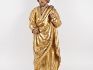 Vente aux enchères Ecole française XVIIIème.  "Saint Personnage" Sculpture en bois polych