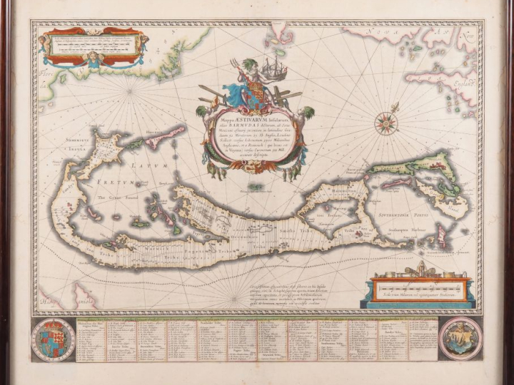 Gravure en couleurs figurant le plan des Bermudes. Dim. (À vue) : 49 x