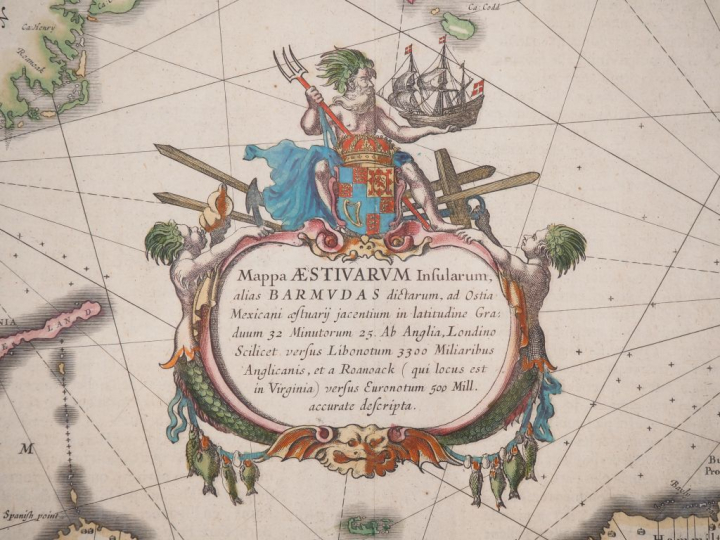 Gravure en couleurs figurant le plan des Bermudes. Dim. (À vue) : 49 x