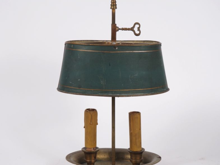 Lampe bouillote de style Empire en laiton, abat-jour réglable en tôle 