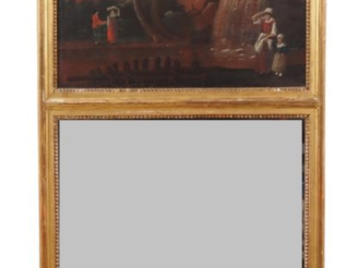 Vente aux enchères Trumeau Napoléon III de style Louis XVI en bois et stuc doré, à décor 