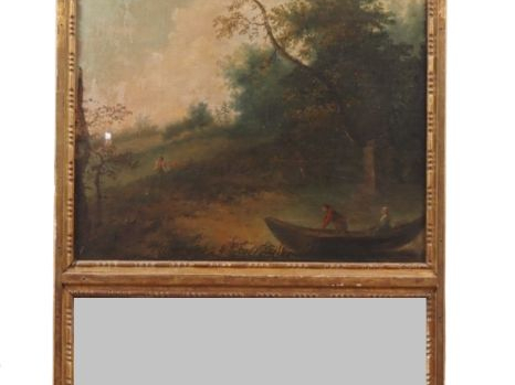 Trumeau Napoléon III de style Louis XVI en bois et stuc doré, ornée d'