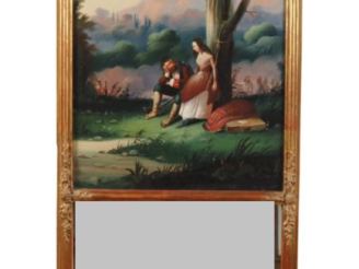 Vente aux enchères Trumeau 1900 de style Louis XVI en bois et stuc doré, orné d'une compo