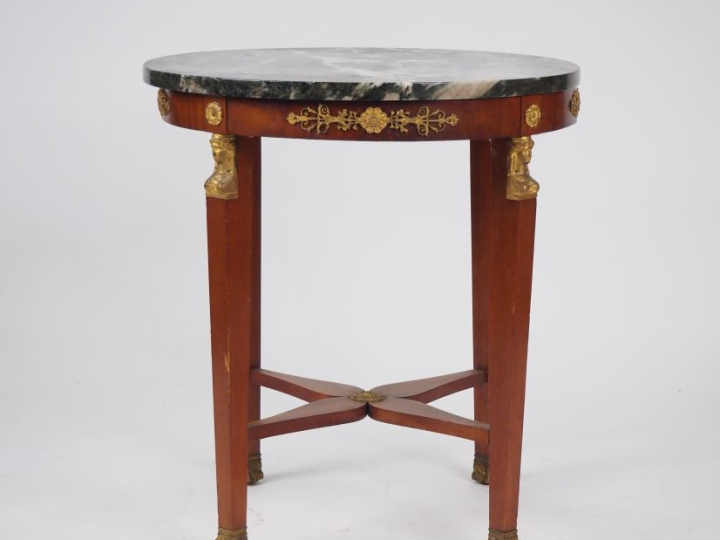 Guéridon fin XIXème début XXème de style Empire, plateau circulaire ma