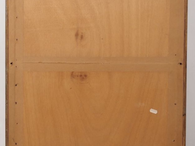 Miroir moderne de style Louis XVI, en bois et stuc doré à décor de fri