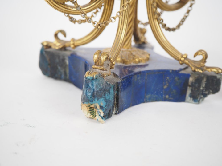 Bougeoir double Napoléon III de style Louis XVI en bronze doré à décor