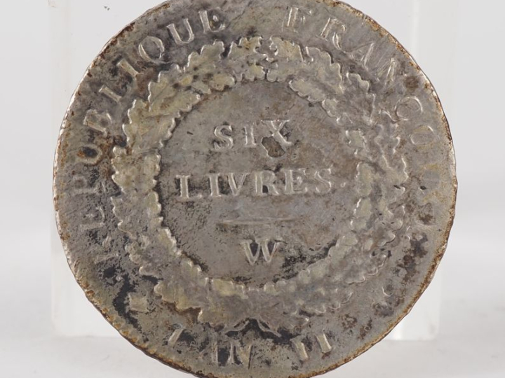 Ecu de 6 livres 1793 W (Lille), type convention ou république François