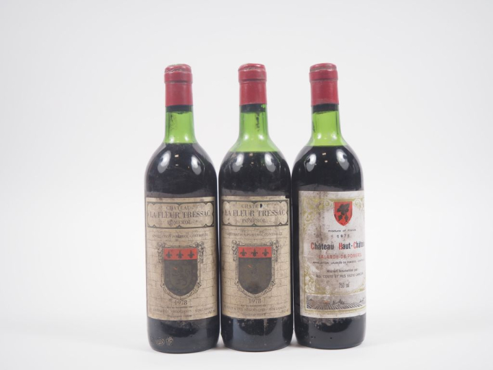 3 BOUTEILLES DE 1978 : 2 CHÂTEAU LA FLEUR TRESSAC POMEROL - 1 BG/1 MEP