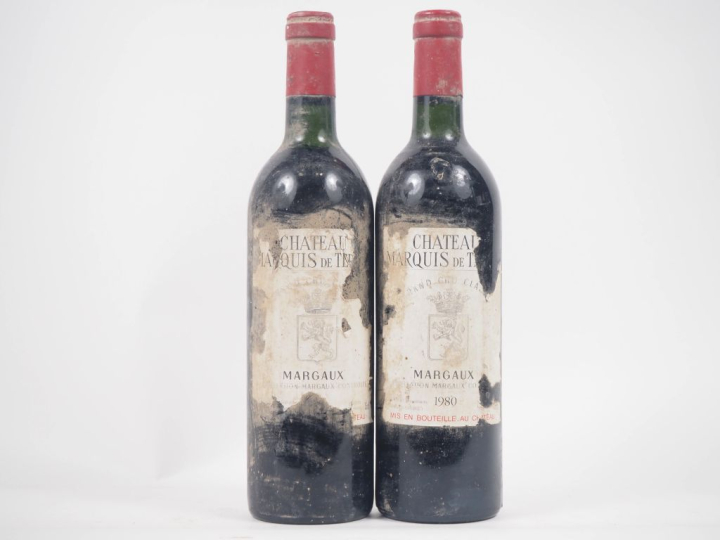 2 BOUTEILLES CHÂTEAU MARQUIS DE TERME GCC MARGAUX : 1 DE 1980 - EA / 1