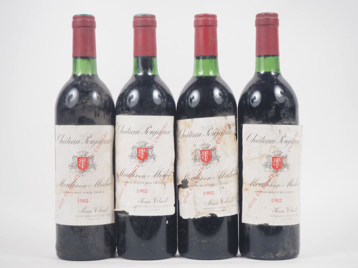 4 BOUTEILLES CHÂTEAU POUJEAUX MOULIS - 1982 - EA 