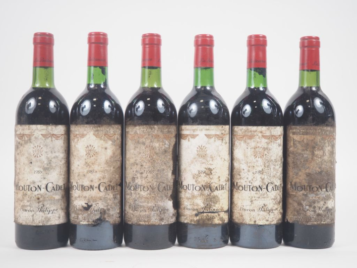 6 BOUTEILLES MOUTON CADET BORDEAUX SUPÉRIEUR - 1983 - BG/ET