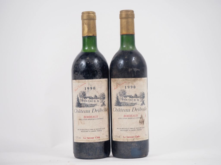 2 BOUTEILLES CHÂTEAU DRIBOLLE BORDEAUX - 1990 - 2 LB/ES 