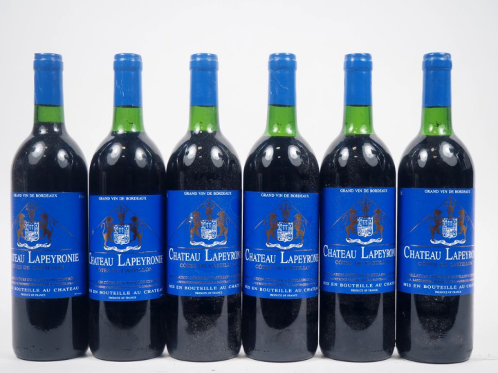 6 BOUTEILLES CHÂTEAU LAPEYRONIE CÔTES DE CASTILLON - 1991