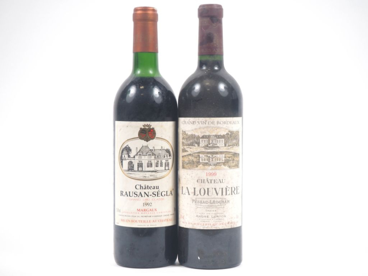 2 BOUTEILLES : 1 CHÂTEAU RAUSAN SÉGLA GCC MARGAUX 1992 BG / 1 CHÂTEAU 