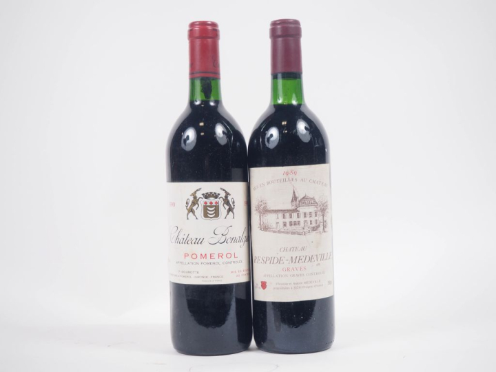 2 BOUTEILLES : 1 CHÂTEAU BONALGUE POMEROL 1990 - 1 CHÂTEAU RESPIDE MED